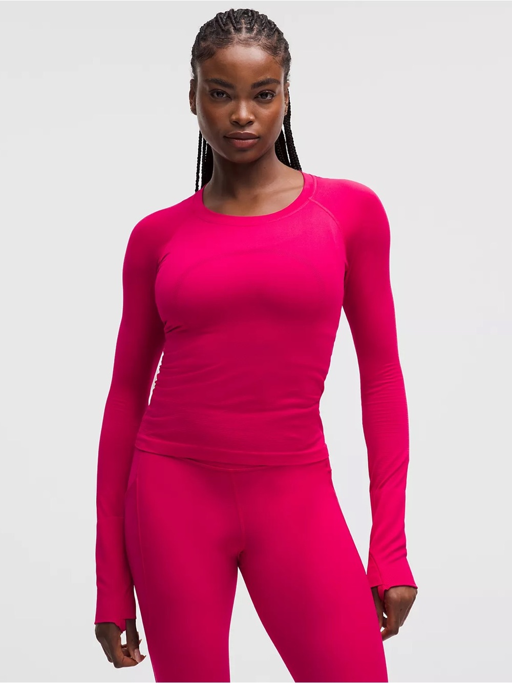 31. Lululemon NWT Swiftly Long Sleeve Mulberry Spark Waist Length size 10 pink